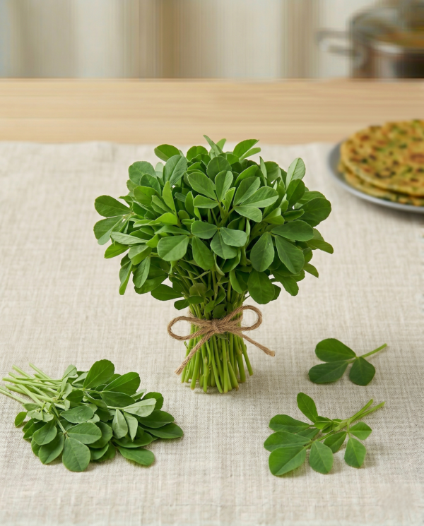 Fresh Methi Leaves (Fenugreek) – Aromatic, Nutrient-Rich & Farm-Fresh Greens