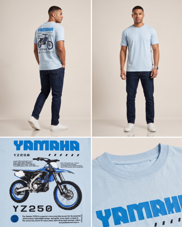 Yamaha YZ250 Motocross Legacy Tech Spec T-Shirt - Light Blue